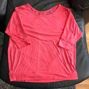 Lane Bryant Hot Pink Mesh Shoulder/Sleeve Shirt